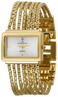 Anne Klein Women's 107208SVGB Diamond Accented Gold-Tone Bracelet Watch