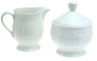 Mikasa Antique White Covered Sugar and Creamer Set