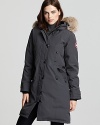 Canada Goose's long thigh-length silhouette provides maximum protection from the wind and snow. The fleece-lined hood lends luxury to the cold.