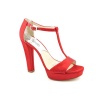 Michael Kors Josie T-Strap Womens Size 6 Red Open Toe Textile Platforms Shoes