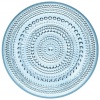 iittala Kastehelmi Dew Drop 6-3/4-Inch Diameter Round Glass Plates, Light Blue, Set of 2