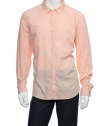 Calvin Klein Men's Orange Checked (Small) Button Down Shirt