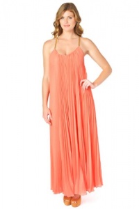 BCBGMAXAZRIA Women's Edita Sunburst Pleated Maxi Dress, Tangelo Orange, Medium