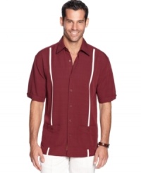 Cubavera's retro-inspired button front shirt is perfectly tailored for casual-day style.