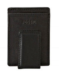 A money clip adds a modern touch to this classic wallet from Fossil.