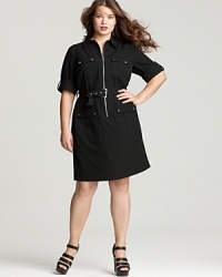 MICHAEL Michael Kors Plus Size Roll Sleeve Belted Shirt Dress