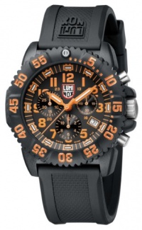 Luminox Men's 3089 Navy Seal Colormark Chronograph 3080 Series Black Chronograph Rubber Band, Orange Accents Watch