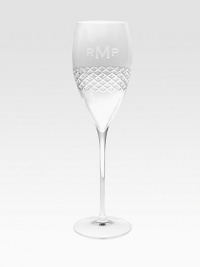 Vertical grooves add vintage-inspired style to this personalized set of sparkling champagne flutes. Set of 4Clear glass10.25 highDishwasher safeMade in ItalyFOR PERSONALIZATIONSelect a quantity, then scroll down and click on PERSONALIZE & ADD TO BAG to choose and preview your personalization options. Please allow 2 weeks for delivery.