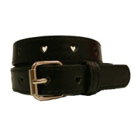 Black Thin Skinny Jeans Belt With Heart Cut-outs