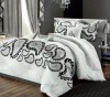 Chic Home 8-Piece Taj Flocked Paisley Comforter Set, King, Black/White