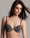 Tap into your wild side with Betsey Johnson's all over animal print stretch mesh bump m' up bra.