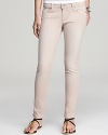 Paige Denim masters the new season's colored-denim trend with these skinny jeans, rendered in a soft, pastel hue.