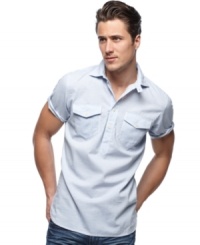 Simplify your casual style with this pullover shirt from INC International Concepts.