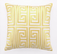 Trina Turk 20-Inch by 20-Inch Greek Key Down-Filled Pillow, Acid Yellow