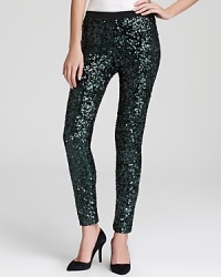 A pair of sequined French Connection skinny pants are a recipe for glam gams, with a generous helping of sparkle and shine.