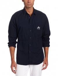 Nautica Men's Long Sleeve Pieced Solid Woven