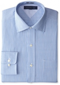 Tommy Hilfiger Men's Slim Fit Stripe Dress Shirt, Blue, 18.5 32-33