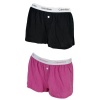 Calvin Klein Womens 2 Pack Cotton Knit Sleep Shorts (X-large, Solid pink/ Solid black)