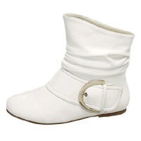 Top Moda Pad-52 White Leather Ankle Booties, Size: 7.5 (M) US [Apparel]