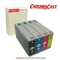 ChromaCast 676XL Four Color Set - Compatible for Epson (Black) T676XL120, (Cyan) T676XL220, (Magenta) T676XL320, (Yellow) T676XL420 - For Epson WorkForce Pro 4530, 4540