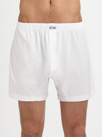 White pima cotton boxer with elastic waistband. Also in black.Machine washImported