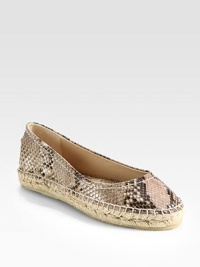 Exotic snake-print leather updates this classic espadrille with detailed stitching. Platform, 1 (25mm)Snake-print leather upperLeather liningRubber solePadded insoleMade in Spain