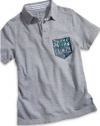 GUESS Kids Boys Big Boy Polo Shirt with Screen Pocket, GREY HEATHER (12/14)