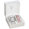 Guess Women's U96019L1 Pink Leather Quartz Watch with White Dial