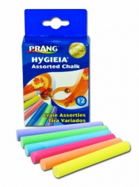 Prang Hygieia Chalk, 3.25 x .375 Inch Chalk Sticks, 12 Count, Assorted Colors (61400)