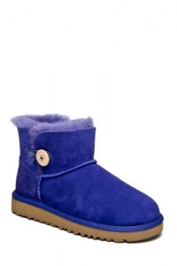 UGG Australia Children's Mini Bailey Button Fleece Lined Boots,Blueberry,3 Child US