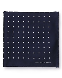 Handcrafted from exceptional silk with a stately polka dot design, this pocket square perfectly accents your distinguished attire. From Turnbull & Asser.