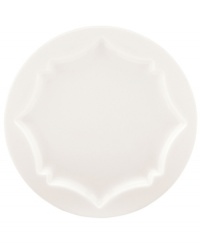 Lenox combines the versatility of whiteware with unique baroque shaping in the Regency Silhouette party plate, featuring glossy white porcelain for every day, any occasion.