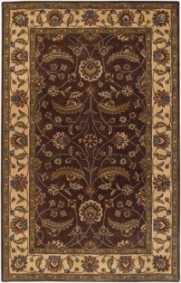 Surya Caesar Forest Chocolate Leaves Scrolls Traditional 8' x 10' Oval Rug (CAE-1003)