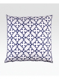 EXCLUSIVELY AT SAKS.COM. A pretty, hand-printed quatrefoil pattern in rich indigo on soft percale cotton.300 thread count percale cottonHand-stitched edgingConcealed zip closureImported 