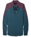 This season is all about the chambray shirt, and this handsome dotted button down by Guess will have you on top the trend.