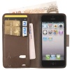 Fonerize Mens Leather Wallet and iPhone 5 Case plus Card Holder with Strap in Earth Brown