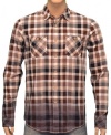 Silver Brand Men's Plaid Long Sleeve Button Down Western Shirt Brown