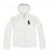 Polo Ralph Lauren Men Big Pony Logo Lightweight Hooded Jacket (S, White)