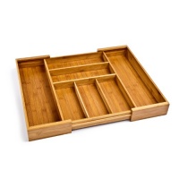 Seville Classics Expandable Bamboo Cutlery Drawer Organizer