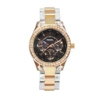 Fossil Women's ES2806 Stella Two Tone Bracelet Brown Dial Watch