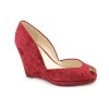 KORS Michael Kors Vail Womens Size 5.5 Burgundy Peep Toe Suede Wedges Shoes