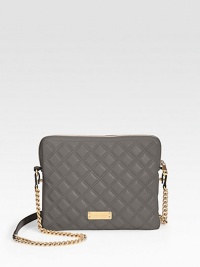 Slip your iPad® into this demure bag crafted from luxe quilted leather and finished with a chic chain strap.Leather and chain shoulder strap, 18 dropTop zip closureOne inside zip pocketRemovable snap-on insertLinen lining10¼W X 8¼H X 1¼DImportedPlease note: iPad® not included