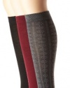 Nine West Women's Textured and Solid Flat Knit 3 Pair Pack Knee High Sock