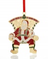 Bring back memories of meeting Santa at Macy's with this beautiful gold-plated ornament from ChemArt. Red, green and white accents add to its festive sensibility.