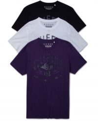 Keep it simple with this graphic logo t-shirt from Guess.