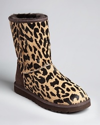 A wild cheetah print takes form in luxe hair calf on UGG® Australia's classic shearling boots.