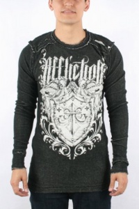 Affliction - Mens Warshield Rev. Thermal T-Shirt In Black Lava/White