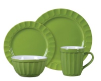 Gibson Montcrest 16-Piece Stoneware Dinnerware Set, Green