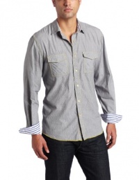 Arnold Zimberg Men's Striped Long Sleeve Button Down Shirt