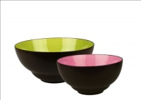 Waechtersbach Duo Set of 2 Stacking Serving Bowls, Mint/Fuchsia